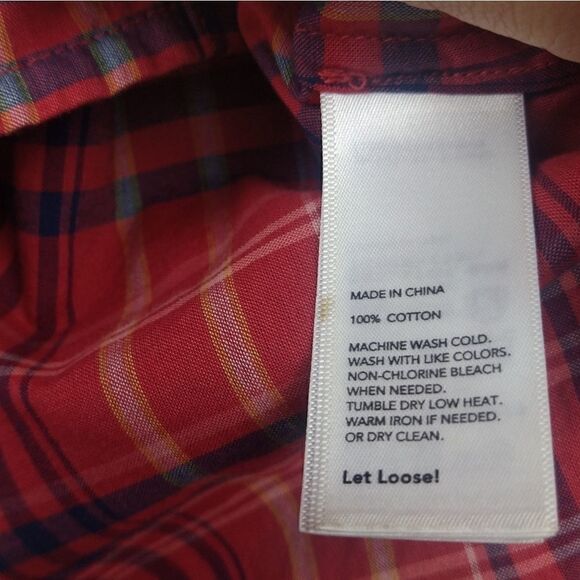 Kate Spade Plaid Button Down "Saturday" Red Cotton, Size - 6 - Picture 3 of 8